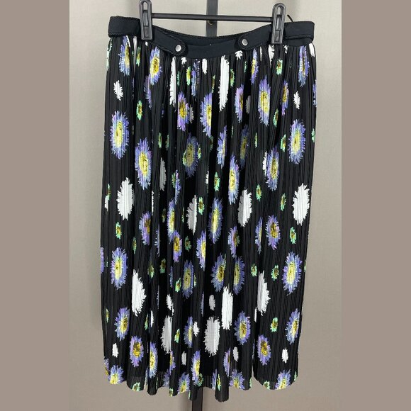 NEW Kenzo Skirt Womens 10 Large black purple floral midi designer - Picture 1 of 14